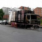 La cabina qued� muy da�ada tras el incendio de ayer. 