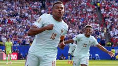 Mbapp� celebra su gol a los marroqu�es.
