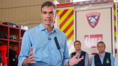 El presidente del Gobierno, Pedro S�nchez, realiza una declaraci�n institucional tras visitar el puesto de mando avanzado del incendio forestal de Los Gallardos (Almer�a)