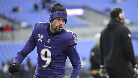 Justin Tucker, pateador del equipo de fútbol americano Baltimore Ravens.