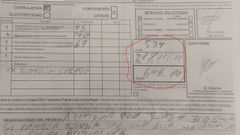 Imagen de la factura a un cliente por un servicio de urgencia de cerrajer�a en Asturias