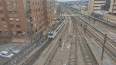 Vias de tren en Oviedo
