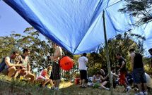 Las pandillas tomaron las dunas y el eucaliptal de la playa, en un d�a de sol y viento fuerte.