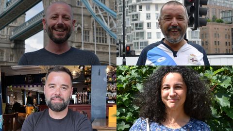 Cuatro perfiles. De izquierda a derecha, en la parte superior: Severino Figueiras, enfermero y Jess Lpez, experto en impermeabilizacin; abajo, Javier Garca, jefe de obra; y Cristina Fernndez, enfermera.