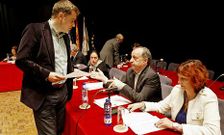 Jacobo Moreira y Ant�n Louro, el 27 de mayo del 2013, cuando formalizaron la pinza del PXOM. 