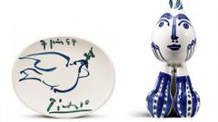 Combo de fotograf�as de las piezas �Colombe de la Paix� y �Tr�pode� de Pablo Picasso. 