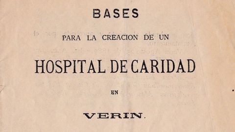 Imagen del documento que recoga las bases para el hospital, del siglo XIX