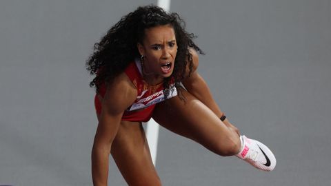 Mar�a Vicente se ha lesionado durante la prueba del salto de altura en el Mundial de Pista Cubierta de Glasgow