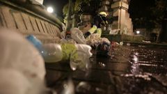 Limpieza del botell�n en los jardines de Mendez N��ez