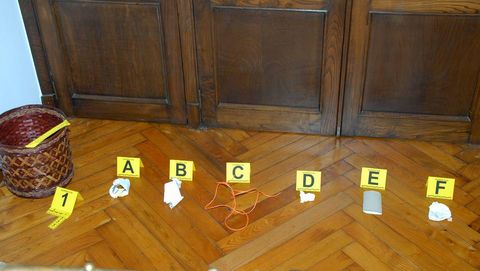 UNA PAPELERA CON PRUEBAS CLAVE