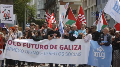 Miembros del BNG de Lugo, en la manifestaci�n del Primero de Mayo