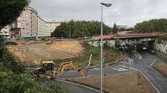Baip�s en construcci�n en las obras del bulevar de As P�as, que motivan modificaciones de tr�fico en la carretera de la Trinchera.