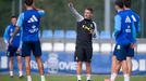 Luis Carrin, durante su primer entrenamiento con el Real Oviedo