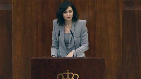 Isabel Daz Ayuso, este mircoles durante el debate de investidura en la Asamblea de Madrid 