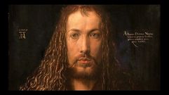 La leyenda que figura a la derecha dice en lat�n: �Yo, Alberto Durero de N�remberg, as� me retrat� a m� mismo con los colores permanentes a los 28 a�os de edad�. �Autorretrato� (1500). Alberto Durero. Pinacoteca Antigua de M�nich