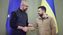 Charles Michel, durante su encuentro con Zelenski el pasado 20 de abril.