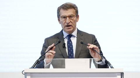 El presidente del PP, Alberto Nez Feijoo, durante su participacin en la ltima jornada del Cercle de Economa, en Barcelona