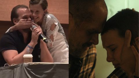 Montaje imgenes de David Harbour y Millie Bobby Brown en los comienzos de la serie de Netflix