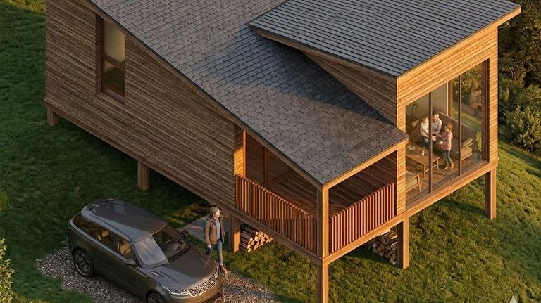 Recreaci�n virtual de c�mo ser� una de las futuras caba�as de Gures, muy cerca del nuevo mirador y de la antigua ballenera, y tambi�n de la playa. El Pindo y el Cabo Fisterra ser�n vistas a ambos lados. La superficie construida de cada una rondar� los sesenta metros cuadrados.
