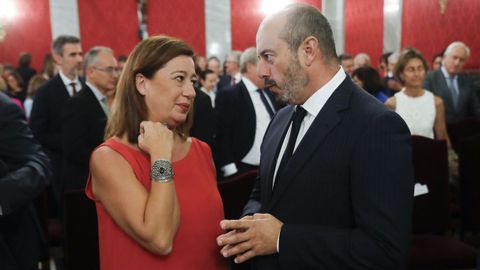 La presidenta del Congreso de los Diputados, Francina Armengol, y el presidente del Senado, Pedro Rolln, este jueves en Madrid