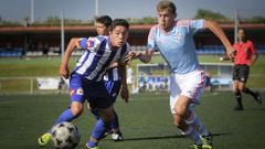 Futbolistas de ambos equipos, durante un torneo el pasado verano.