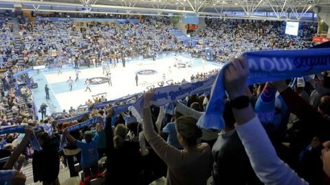Aspecto de las gradas del Pazo en la reciente visita del Real Madrid.
