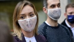 Fabiola Garc�a, conselleira de Pol�tica Social, present� en A Coru�a el modelo de las mascarillas que permiten a las personas sordas leer los labios