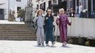 Mara Costas, Ane Gabarain y Anna Azcona, rodando una secuencia de Pensin incompleta