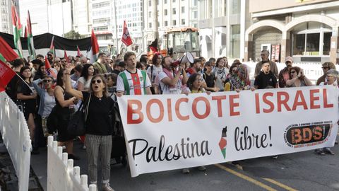 Manifestación de apoyo a Palestina en A Coruña.