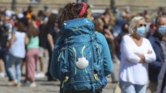 As� estaba la plaza del Obradoiro en agosto, el mes en que m�s peregrinos llegaron a Santiago.