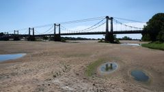 Aspecto actual que presenta el r&iacute;o Loira a su paso por Montjean-sur-Loire, en Francia