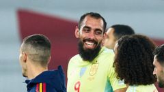 El jugador del Celta Borja Iglesias, tras el partido contra Georgia, en el que s tuvo minutos con la seleccin espaola.