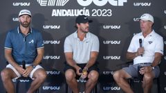 Dustin Johnson, Brooks Koepka y Phil Mickelson, ayer en el campo de San Roque