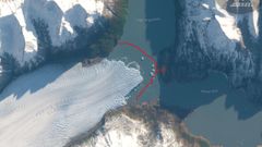 Imagen del retroceso del glaciar Perito Moreno.