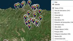 Uno de los mapas de lugares de encuentros sexuales p�blicos en Asturias disponible en internet
