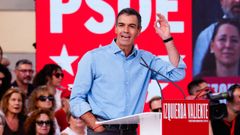 Pedro S�nchez, este domingo en el acto de presentaci�n de candidaturas del PSOE de Madrid para las elecciones municipales y auton�micas del 2027 en Getafe