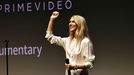 Celine Dion present su documental en un evento en Nueva York.