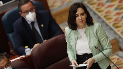 La presidenta de la Comunidad de Madrid, Isabel D�az Ayuso, en el pleno de Asamblea 