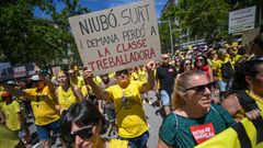Los manifestantes recorrieron las principales calles de Madrid y Barcelona. En la imagen, la protesta de la ciudad condal