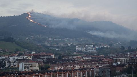 Vista del incendio en el monte Naranco de Oviedo