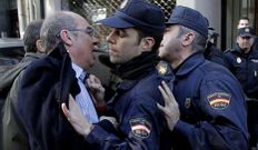 Jorquera, durante la protesta por el desahucio, en febrero del 2013. 