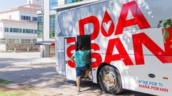 Imagen de archivo de una unidad m�vil de donaci�n de sangre