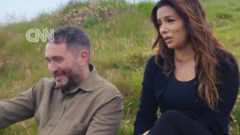 El chef ferrolano Dani López, de O Camiño do Inglés, y la actriz Eva Longoria en el programa Searching for Spain
