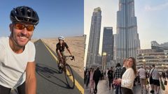 Alex en una foto en Dub&aacute;i y Alice ayer ante la torre&nbsp;Burj Khalifa