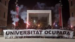 Estudiantes protestan en la Pompeu Fabra por la cuesti�n del catal�n en los centros de ense�anza.