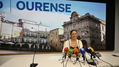 Ana M�ndez, portavoz del grupo municipal popular y candidata a la alcald�a de Ourense, en su primera rueda de prensa oficial
