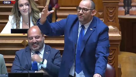 El diputado de Chega Miguel Arruda, durante una intervencin parlamentaria recogida por Chega TV