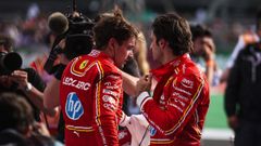 Charles Leclerc y Carlos Sainz.Charles Leclerc niega el saludo a Carlos Sainz en Mxico