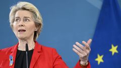 La presidenta de la Comisi�n Europea, Ursula von der Leyen, este jueves, en Estocolmo