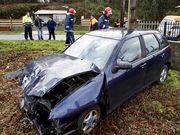 Una fisterrana sufri� una salida de v�a en A Esfarrapa.